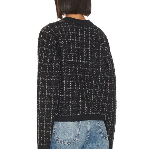 Alexis sweater or cardigan in black and silver with pearl buttons size XL - Picture 3 of 10